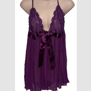 Victoria's Secret Babydoll Chemise Lingerie Nightie PLUM/PURPLE Size XL